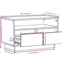 TV-Schrank Grau 60x35x37 cm Massivholz Kiefer