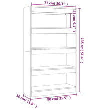 Bücherregal/Raumteiler Betongrau 80x30x135 cm Holzwerkstoff