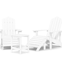 Adirondack-Gartenstühle mit Hocker & Tisch HDPE Weiß
