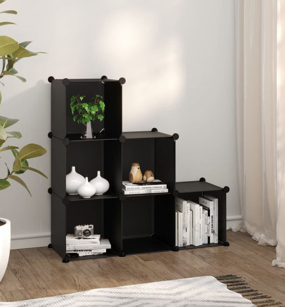 Regalsystem mit 6 Würfeln Schwarz PP