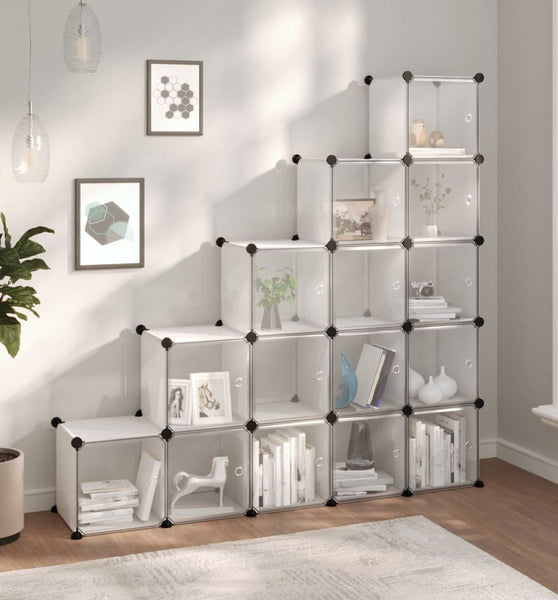 Regalsystem mit 15 Würfeln und Türen Transparent PP