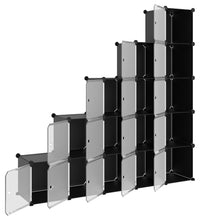 Regalsystem mit 15 Würfeln und Türen Schwarz PP