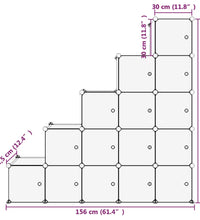 Regalsystem mit 15 Würfeln und Türen Schwarz PP