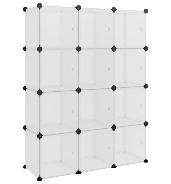 Regalsystem mit 12 Würfeln und Türen Transparent PP