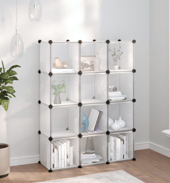 Regalsystem mit 12 Würfeln und Türen Transparent PP