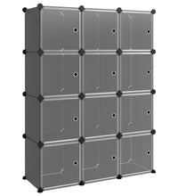 Regalsystem mit 12 Würfeln und Türen Schwarz PP