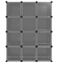 Regalsystem mit 12 Würfeln und Türen Schwarz PP