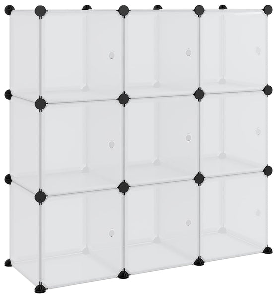 Regalsystem mit 9 Würfeln und Türen Transparent PP