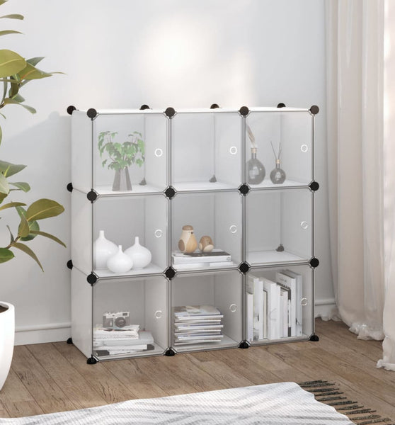 Regalsystem mit 9 Würfeln und Türen Transparent PP