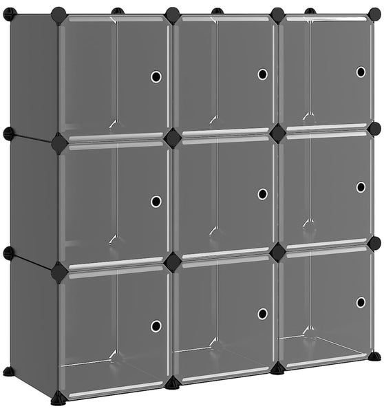 Regalsystem mit 9 Würfeln und Türen Schwarz PP