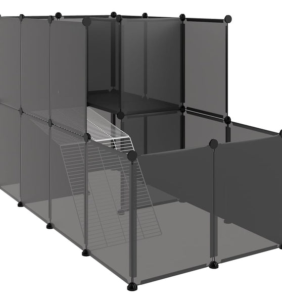 Kleintierkäfig Schwarz 142x74x93 cm PP und Stahl