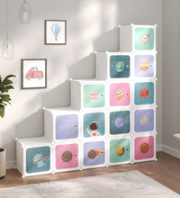 Kinderschrank Modular mit 15 Würfeln Weiß PP