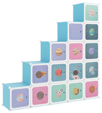Kinderschrank Modular mit 15 Würfeln Blau PP