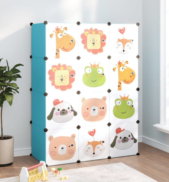 Kinderschrank Modular mit 12 Würfeln Blau PP