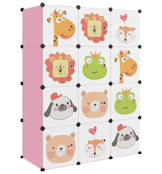 Kinderschrank Modular mit 12 Würfeln Rosa PP