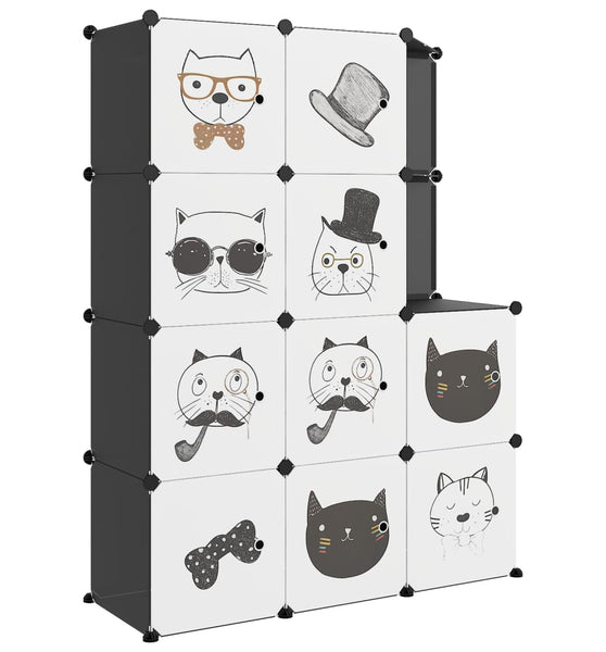 Kinderschrank Modular mit 10 Würfeln Schwarz PP