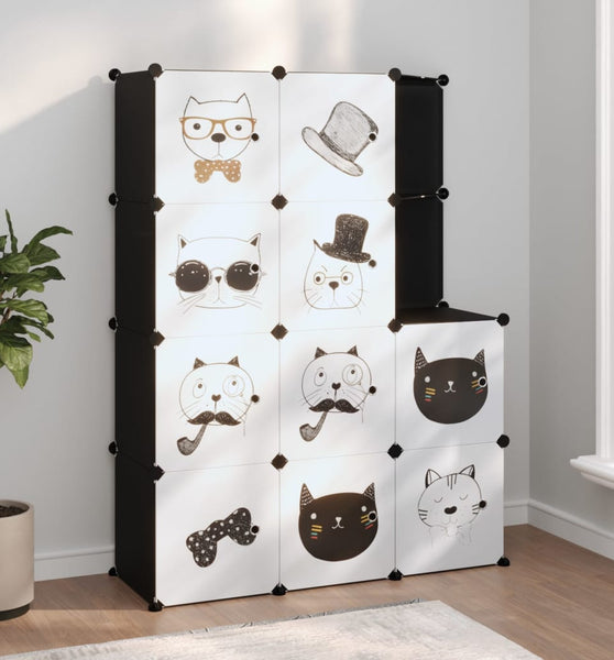 Kinderschrank Modular mit 10 Würfeln Schwarz PP