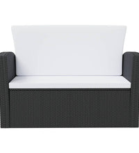 8-tlg. Garten-Lounge-Set mit Kissen Poly Rattan Schwarz