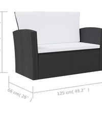 8-tlg. Garten-Lounge-Set mit Kissen Poly Rattan Schwarz