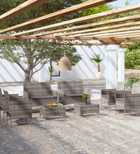 8-tlg. Garten-Lounge-Set mit Auflagen Poly Rattan Grau