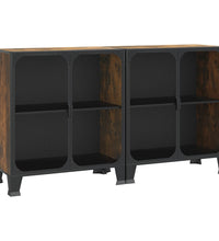 Lagerschränke 2 Stk. Rustikal Braun 72x36x82 cm Metall und MDF