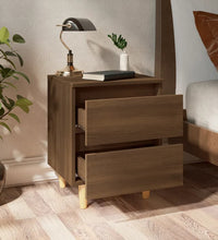Nachttisch mit Massivholz-Beinen Braun Eichen-Optik 40x35x50 cm