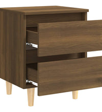 Nachttisch mit Massivholz-Beinen Braun Eichen-Optik 40x35x50 cm