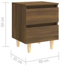 Nachttisch mit Massivholz-Beinen Braun Eichen-Optik 40x35x50 cm