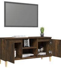 TV-Schrank mit Massivholz-Beinen Räuchereiche 103,5x35x50 cm