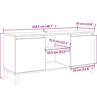 TV-Schrank mit Massivholz-Beinen Räuchereiche 103,5x35x50 cm