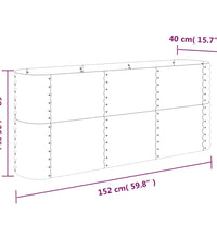 Hochbeet Pulverbeschichteter Stahl 152x40x68 cm Silbern