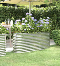 Hochbeet Pulverbeschichteter Stahl 152x40x68 cm Silbern