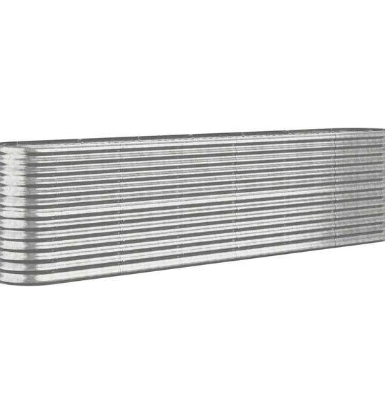 Hochbeet Pulverbeschichteter Stahl 260x40x68 cm Silbern