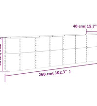 Hochbeet Pulverbeschichteter Stahl 260x40x68 cm Silbern