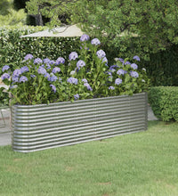 Hochbeet Pulverbeschichteter Stahl 260x40x68 cm Silbern