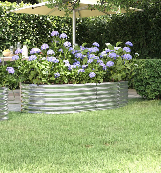 Hochbeet Pulverbeschichteter Stahl 152x80x36 cm Silbern