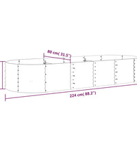 Hochbeet Pulverbeschichteter Stahl 224x80x36 cm Silbern