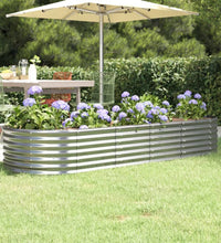 Hochbeet Pulverbeschichteter Stahl 224x80x36 cm Silbern