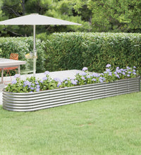 Hochbeet Pulverbeschichteter Stahl 368x80x36 cm Silbern