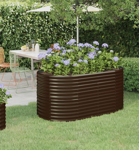 Hochbeet Pulverbeschichteter Stahl 152x80x68 cm Braun