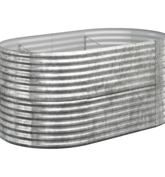 Hochbeet Pulverbeschichteter Stahl 152x80x68 cm Silbern