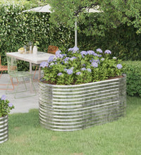 Hochbeet Pulverbeschichteter Stahl 152x80x68 cm Silbern
