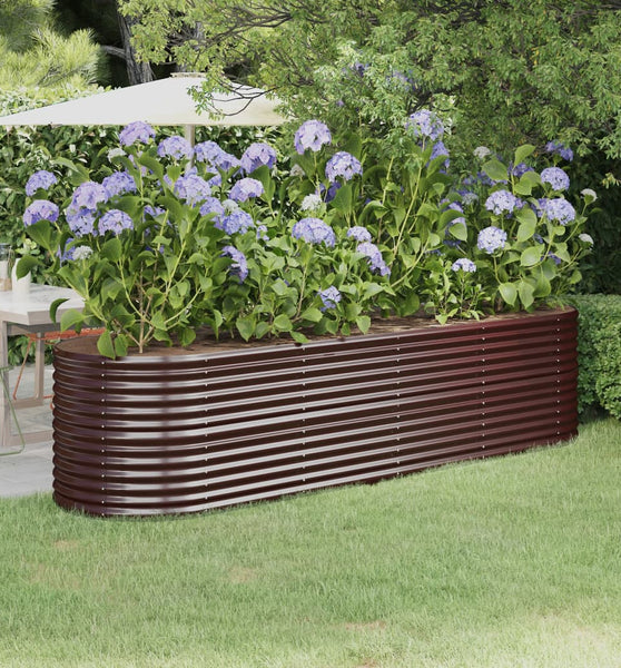 Hochbeet Pulverbeschichteter Stahl 296x80x68 cm Braun