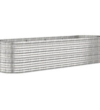 Hochbeet Pulverbeschichteter Stahl 296x80x68 cm Silbern