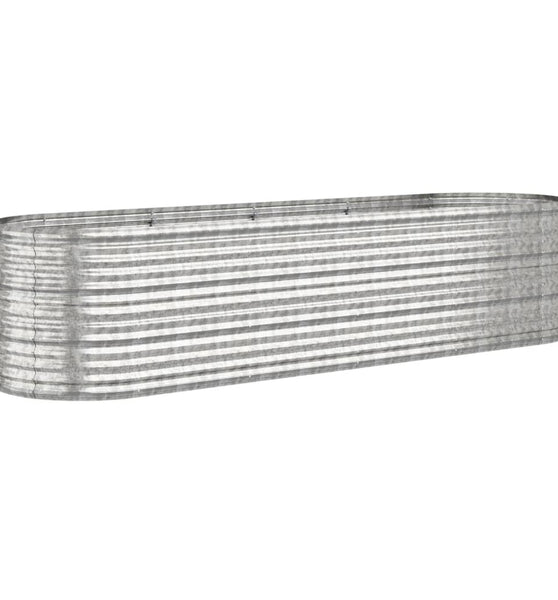 Hochbeet Pulverbeschichteter Stahl 296x80x68 cm Silbern