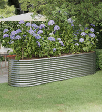 Hochbeet Pulverbeschichteter Stahl 296x80x68 cm Silbern