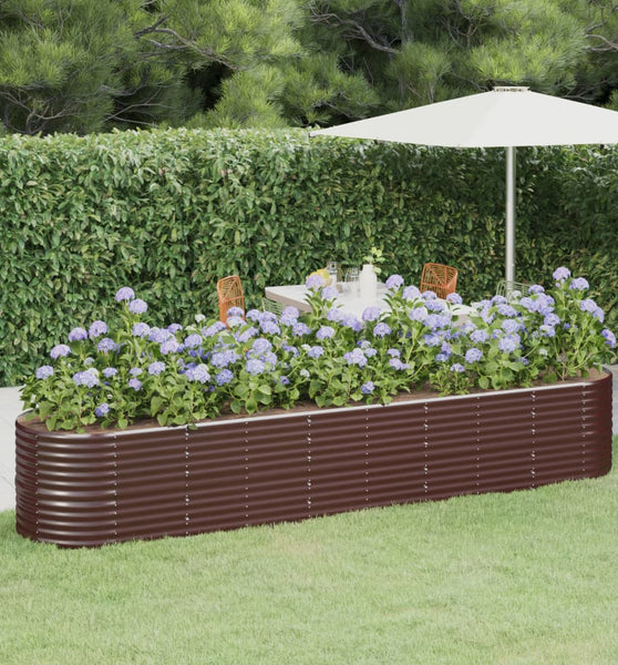 Hochbeet Pulverbeschichteter Stahl 368x80x68 cm Braun