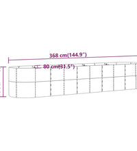 Hochbeet Pulverbeschichteter Stahl 368x80x68 cm Silbern