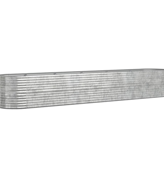 Hochbeet Pulverbeschichteter Stahl 440x80x68 cm Silbern
