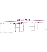 Hochbeet Pulverbeschichteter Stahl 440x80x68 cm Silbern